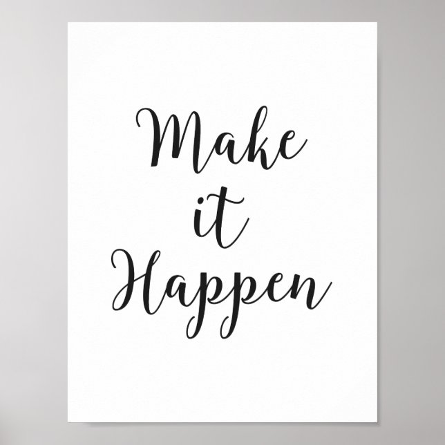 Poster Script cursif "Make it Happen" (Devant)