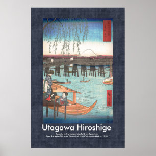 Poster Scroll Design Hiroshige Ryogoku Woodblock Print