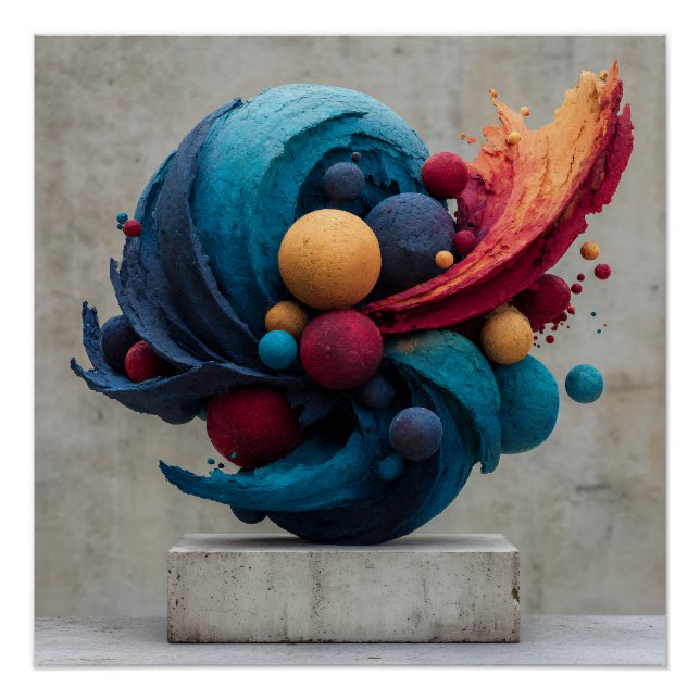 Poster Sculpture de couleur explosive à sphère vibrante f (Devant)