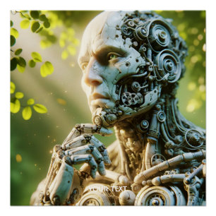 Poster Sculpture de visage de robot mignon de fantaisie