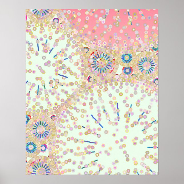 Poster "Sea Life", rose, corail, bleu (Devant)