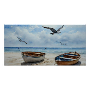 Poster "Seabreeze Serenade". Couleur Serene Boat Scène
