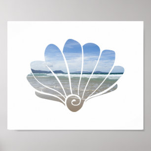 Poster Seashell Beach Photo Art Print