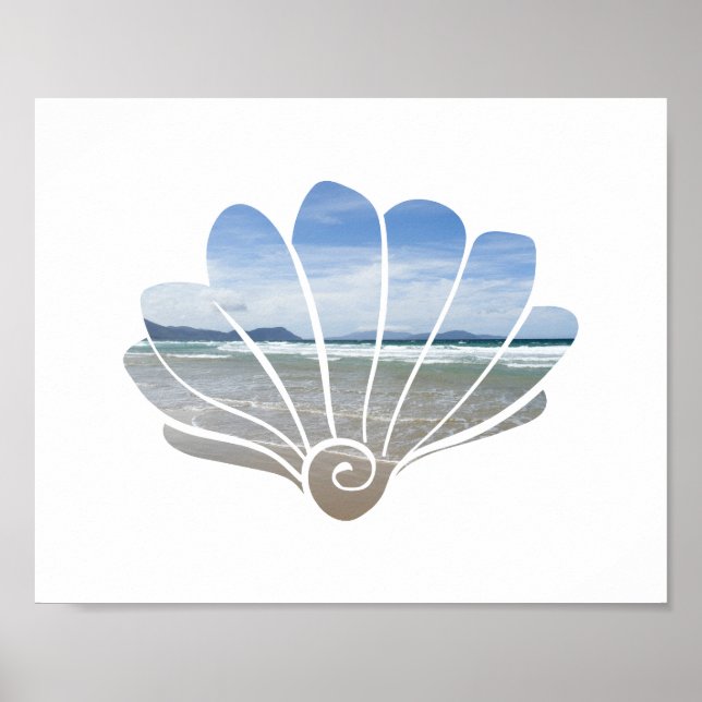 Poster Seashell Beach Photo Art Print (Devant)