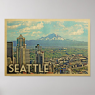 Poster Seattle Poster Vintage voyage Poster Mont R