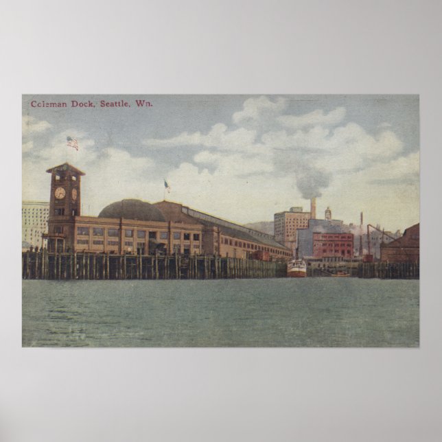 Poster Seattle, quai WAColeman sur Seattle Waterfront (Devant)