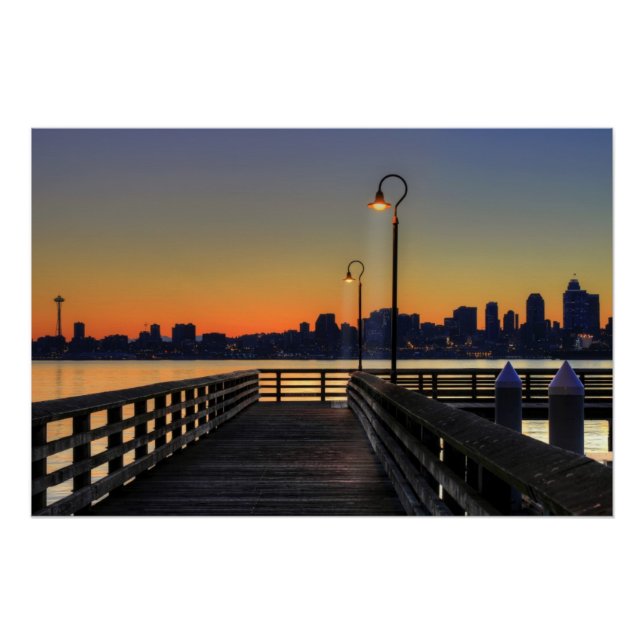 Poster Seattle Washington Downtown Skyline (Devant)