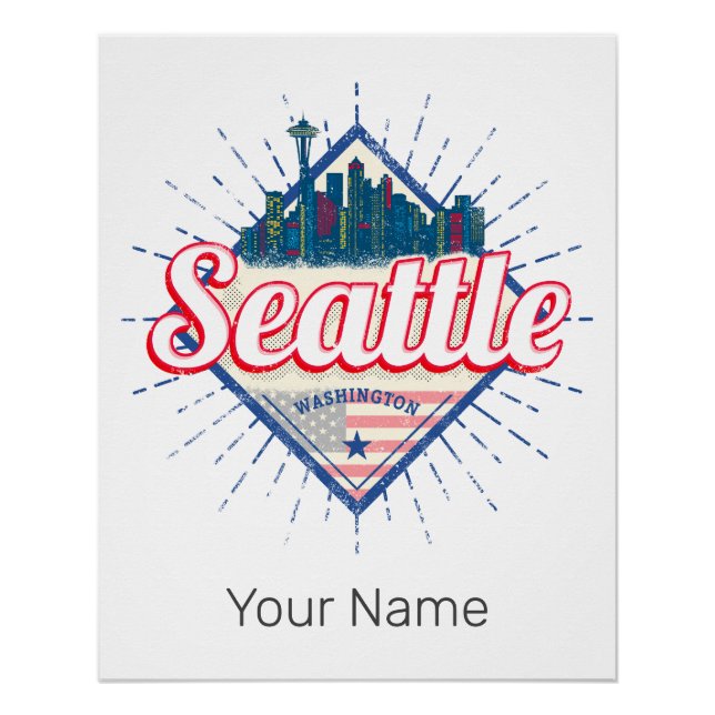 Poster Seattle Washington États-Unis City Skyline USA (Devant)