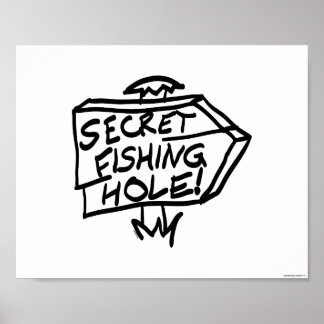 Poster Secret Fishing Hole Sign