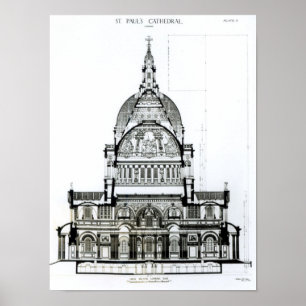 Poster Section transversale de la cathédrale de St Paul