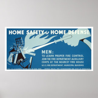 Poster Sécurité incendie NYC 1942 WPA