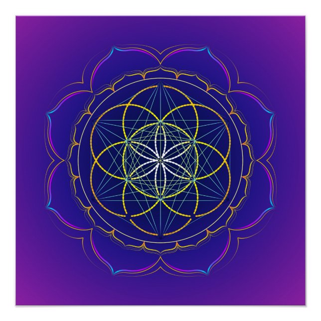 Poster Seed of Life & Metatron's cube mandala (Devant)