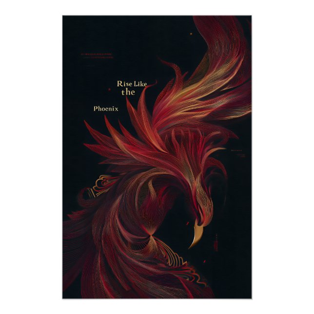 Poster S'élever comme le Phénix Ligne d'Art Doré (Devant)