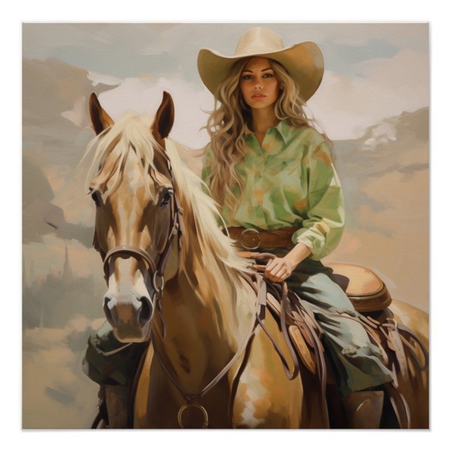 Poster Selles baisées au soleil : Cowgirl Wall Art (Devant)