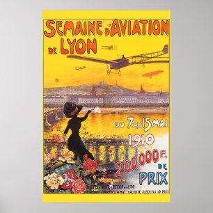 Poster Semaine vintage De L'Aviation À Lyon France