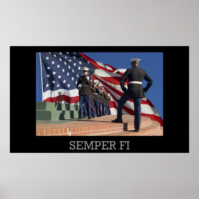 Poster Semper Fi - Rifle Squad et drapeau (Devant)