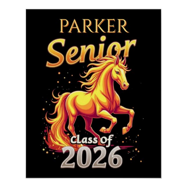 Poster Senior 2026 Graduation Personalized Fire Horse (Devant)