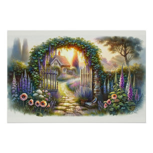 Poster Sentier de jardin enchanté Cottagecore