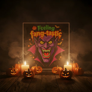 Poster Sentiment Fang Tastic Halloween design Vampire Hal