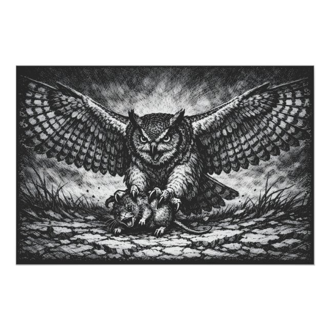 Poster Sentinelle Hibou ailé par BurnsInHell (Devant)
