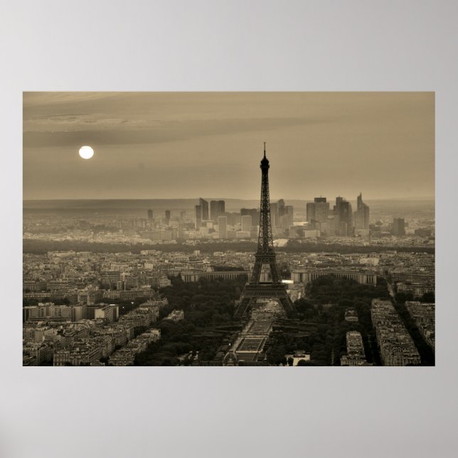 Poster Sepia Tour Eiffel Brown Paris Europe Travel (Devant)