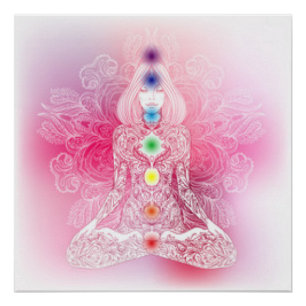 Poster Sept Chakras Dame rose