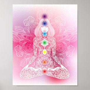 Poster Sept Chakras Dame rose