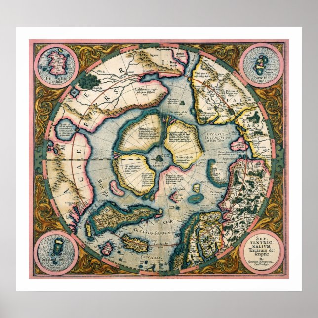 Poster septentrionalium terrarum descriptio, map of the A (Devant)