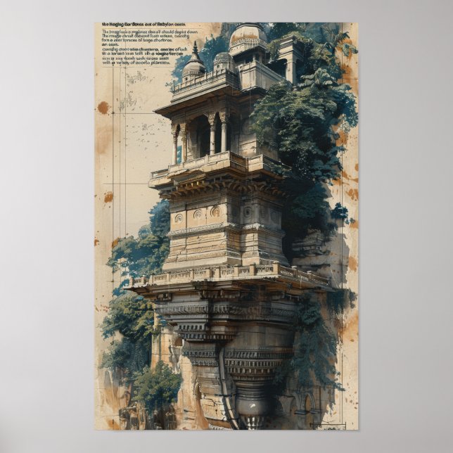 Poster Serene Hanging Garden Sketch (Devant)