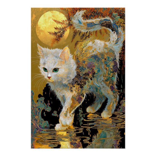 Poster Serene Rinpa Cat | Zen or japonais (Devant)
