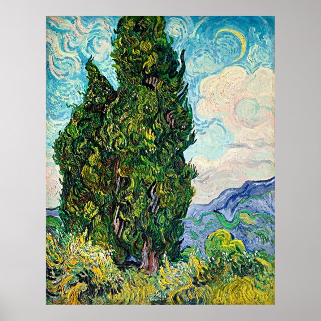 Poster Serene Van Gogh Cypress - Une escapade inte (Devant)