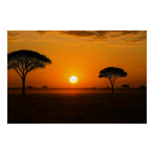 Poster Serengeti Coucher de soleil
