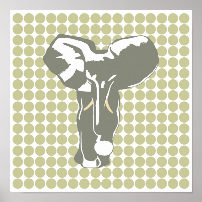 Poster Serengeti Safari Dot avec Pop Art Elephant (Devant)