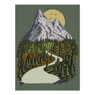 Poster Sérénité du lac de montagne : l'aventure du couche