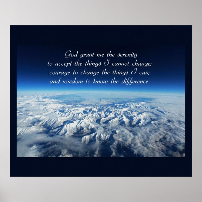 Poster Serenity Prayer & Mountains (Devant)
