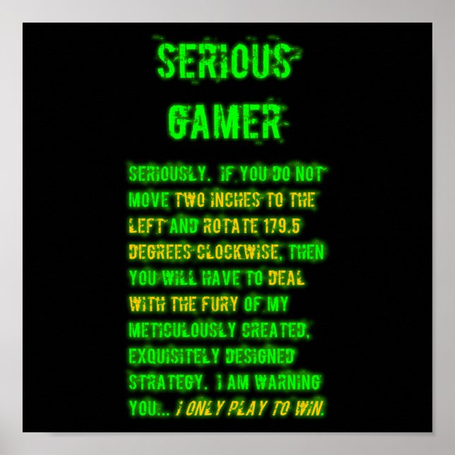 Poster Serious Gamer - Green (Devant)