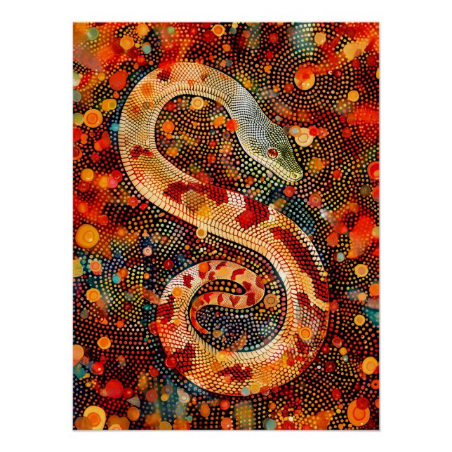 Poster Serpent en Art Dot Aborigène (Devant)