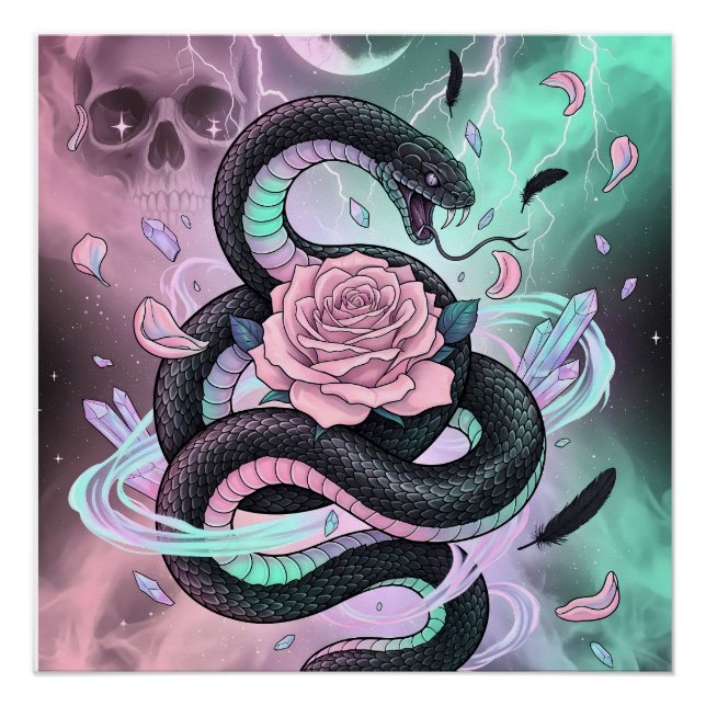 Poster Serpent & Rose Goth Pastel (Devant)