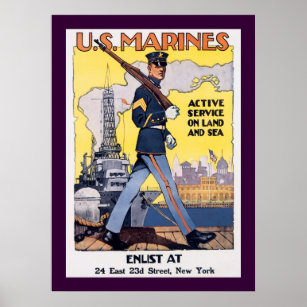 Poster Service actif en terre et en mer