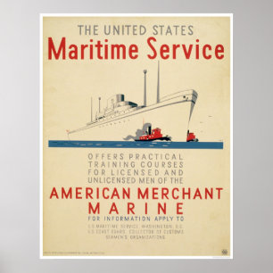 Poster Service maritime - grand bateau avec des