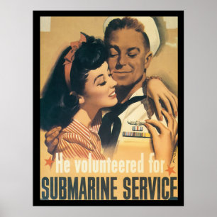 Poster Service sous-marin WWII