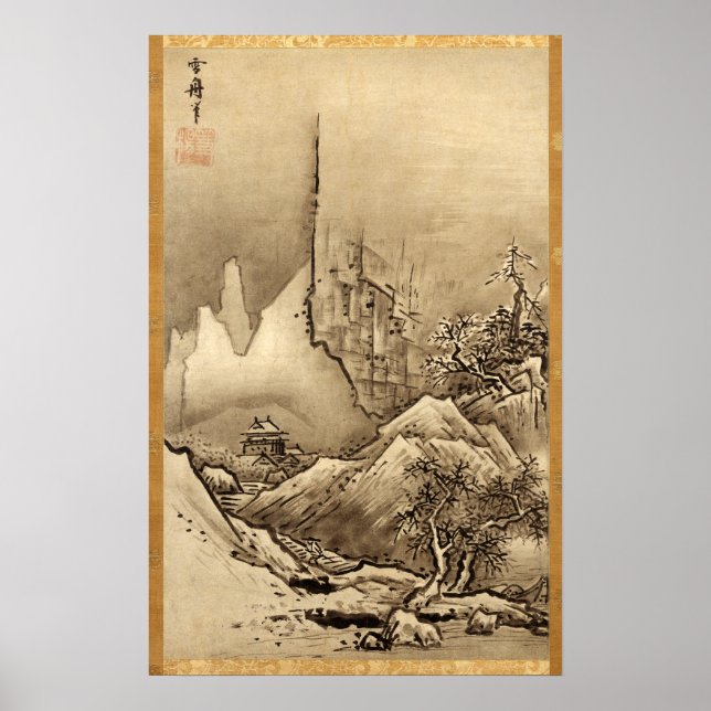Poster Sesshu Toyo Paysage de quatre saisons - Automne (Devant)