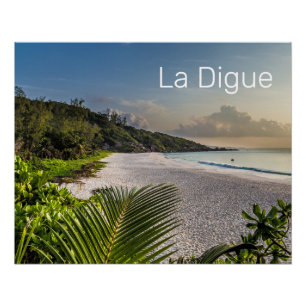 Poster Seychelles La Digue Sunset Beach Souvenir de vacan
