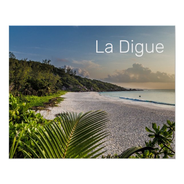Poster Seychelles La Digue Sunset Beach Souvenir de vacan (Devant)