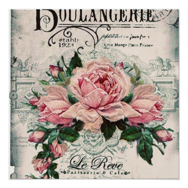 Poster shabby chic, découpage, victorien, français chic,  (Devant)