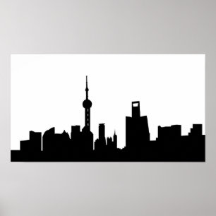 Poster shanghai city skyline silhouette china