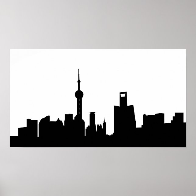 Poster shanghai city skyline silhouette china (Devant)