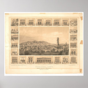 Poster Shasta, CA. Carte panoramique 1856 (1612A)