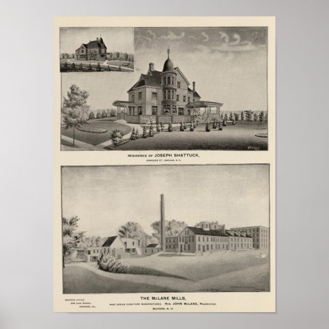 Poster Shattuck residence, McLane Mills (Devant)