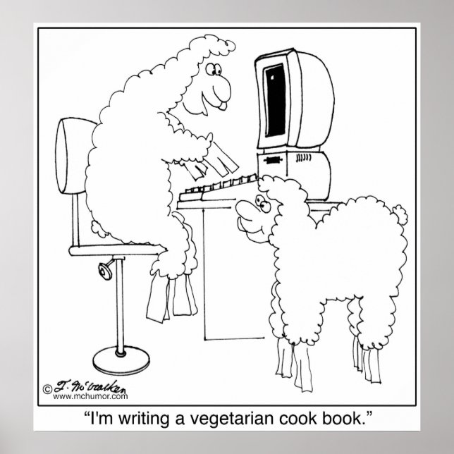 Poster Sheep Écrire Veggie Cook Livre (Devant)